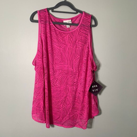 NEW Ava & Viv pink zebra print sleeveless lightweight flowy tank top - Picture 1 of 8